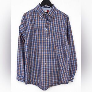 Vintage Tommy Hilfiger Plaid Button Down Shirt Men’s Large 90s Crest Logo